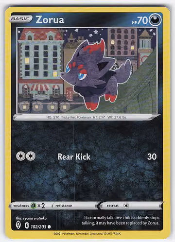 Zorua — Evolving Skies · #102 · Englisch, Vorderseite
