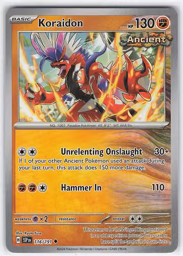 Koraidon — Surging Sparks · #116 · Englisch, Vorderseite