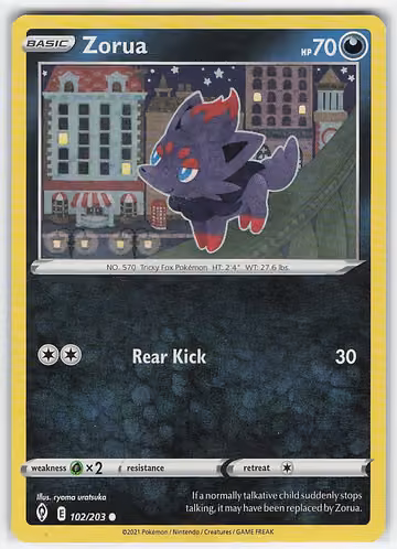 Zorua — Evolving Skies · #102 · Englisch, Vorderseite