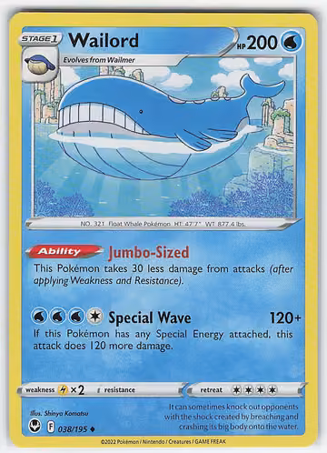 Wailord — Silver Tempest · #38 · Englisch, Vorderseite