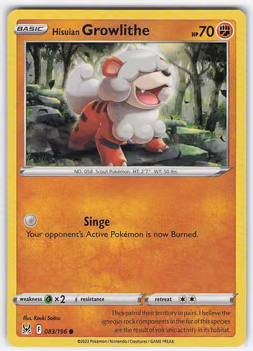 Hisuian Growlithe — Lost Origin · #83 · Englisch, Vorderseite