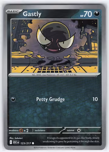 Gastly — Ascended Heroes · #123 · Englisch, Vorderseite