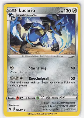 Lucario — Vivid Voltage · #120 · Deutsch, Vorderseite