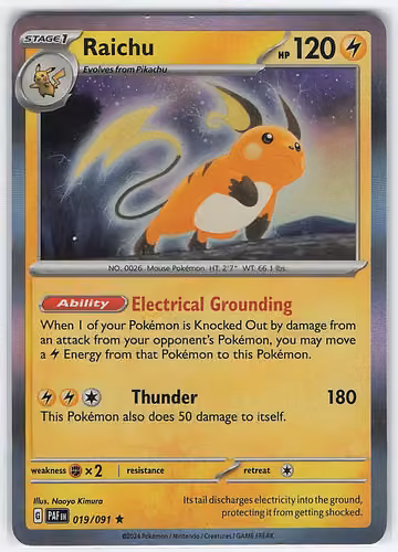 Raichu — Paldean Fates · #19 · Englisch, Vorderseite