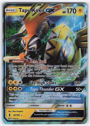 Tapu Koko-GX — Guardians Rising · #47 · Englisch, Vorderseite