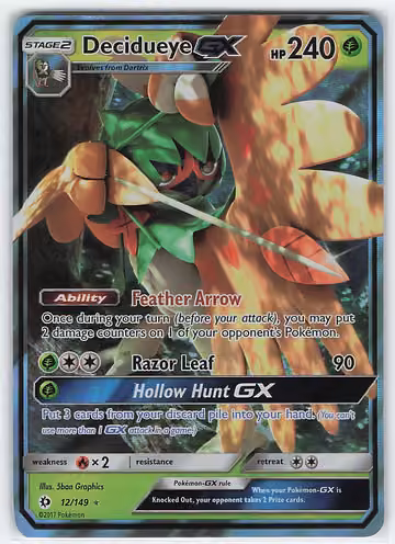 Decidueye-GX — Sun & Moon · #12 · Englisch, Vorderseite