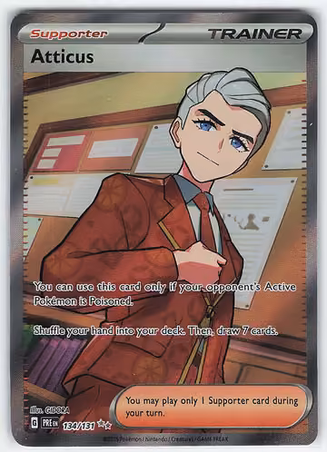 Atticus — Prismatic Evolutions · #134 · Englisch, Vorderseite