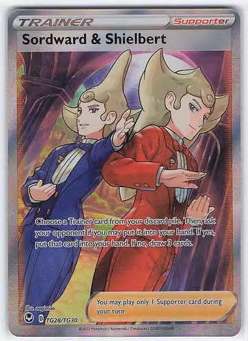 Sordward & Shielbert — Silver Tempest Trainer Gallery · #TG28 · Englisch, Vorderseite