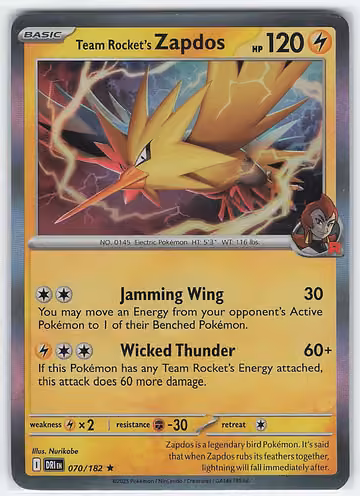 Team Rocket's Zapdos — Destined Rivals · #70 · Englisch, Vorderseite