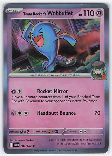 Team Rocket's Wobbuffet — Destined Rivals · #82 · Englisch, Vorderseite