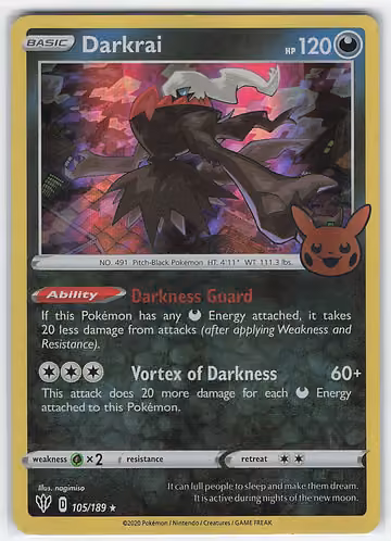 Darkrai — Darkness Ablaze · #105 · Englisch, Vorderseite