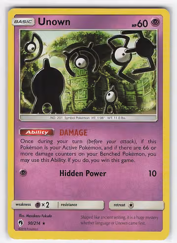 Unown — Lost Thunder · #90 · Englisch, Vorderseite
