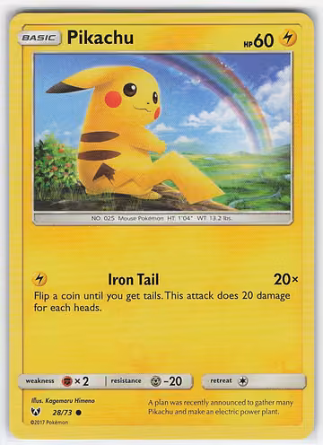 Pikachu — Shining Legends · #28 · Englisch, Vorderseite
