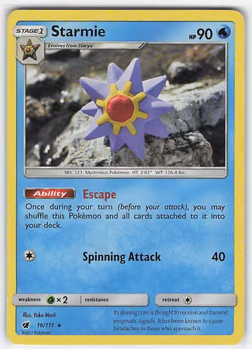 Starmie — Crimson Invasion · #16 · Englisch, Vorderseite