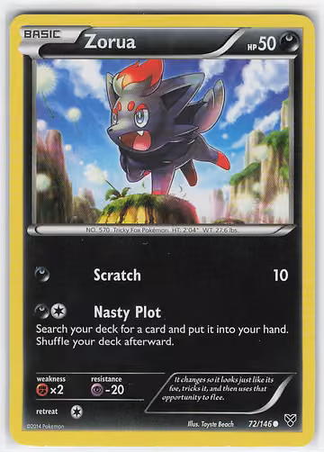 Zorua — XY · #72 · Englisch, Vorderseite