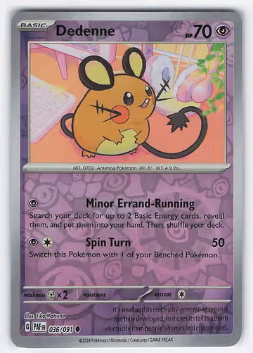 Dedenne — Paldean Fates · #36 · Englisch, Vorderseite