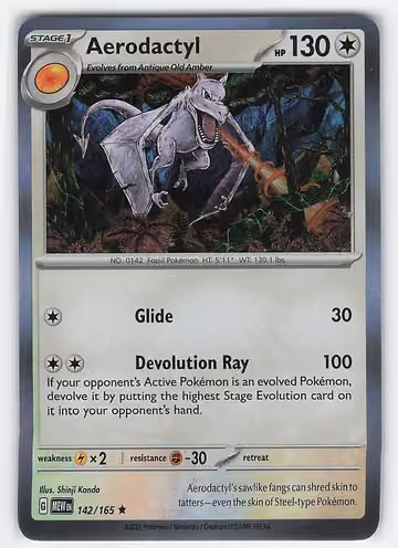 Aerodactyl — 151 · #142 · Englisch, Vorderseite