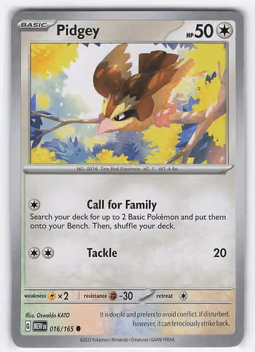 Pidgey — 151 · #16 · Englisch, Vorderseite