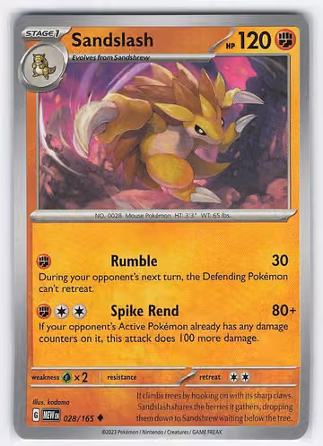 Sandslash — 151 · #28 · Englisch, Vorderseite