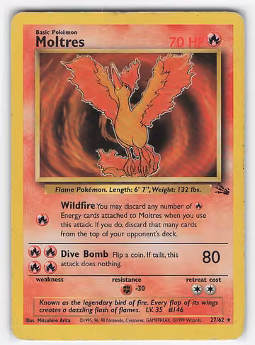 Moltres — Fossil · #27 · Englisch, Vorderseite