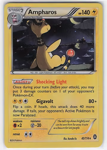 Ampharos — Steam Siege · #40 · Englisch, Vorderseite