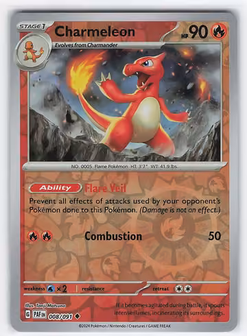 Charmeleon — Paldean Fates · #8 · Englisch, Vorderseite