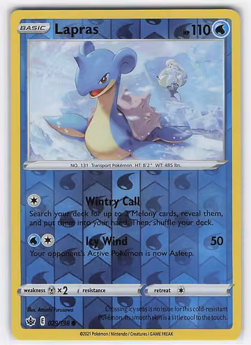 Lapras — Chilling Reign · #29 · Englisch, Vorderseite