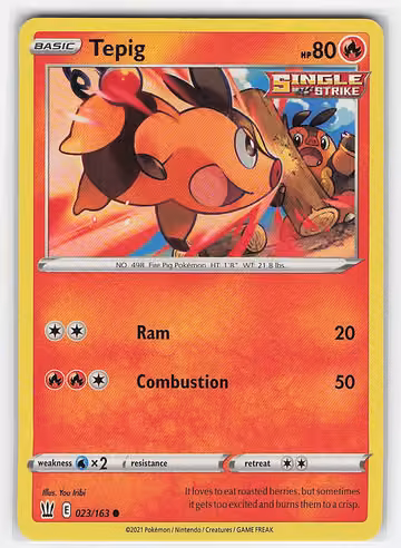 Tepig — Battle Styles · #23 · Englisch, Vorderseite