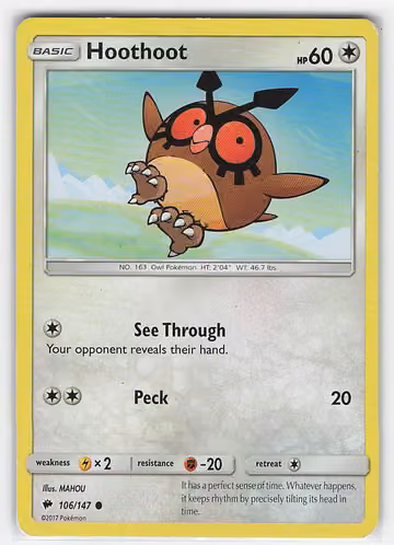Hoothoot — Burning Shadows · #106 · Englisch, Vorderseite