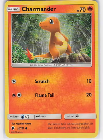 Charmander — Burning Shadows · #18 · Englisch, Vorderseite