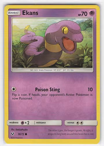 Ekans — Shining Legends · #36 · Englisch, Vorderseite