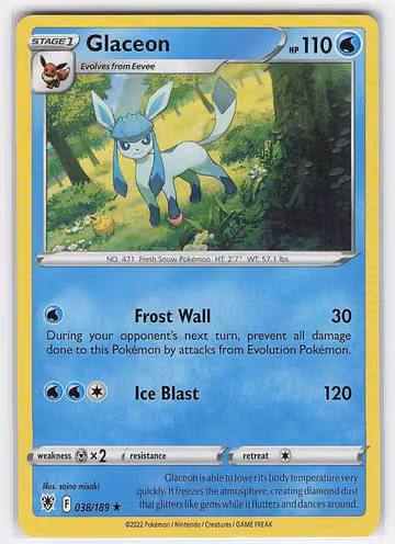 Glaceon — Astral Radiance · #38 · Englisch, Vorderseite