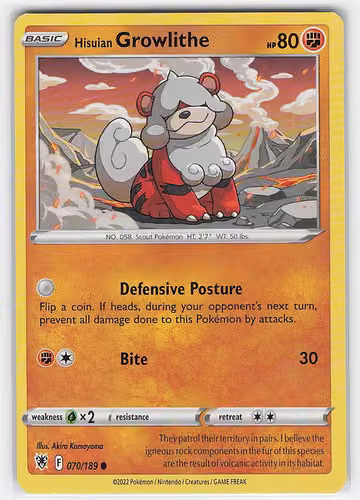 Hisuian Growlithe — Astral Radiance · #70 · Englisch, Vorderseite