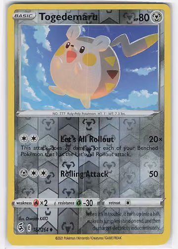 Togedemaru — Fusion Strike · #187 · Englisch, Vorderseite