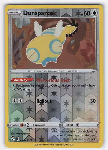 Dunsparce — Fusion Strike · #207 · Englisch, Vorderseite