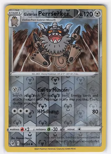Galarian Perrserker — Fusion Strike · #181 · Englisch, Vorderseite