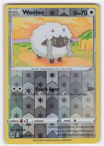 Wooloo — Fusion Strike · #222 · Englisch, Vorderseite