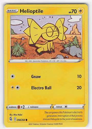 Helioptile — Fusion Strike · #98 · Englisch, Vorderseite