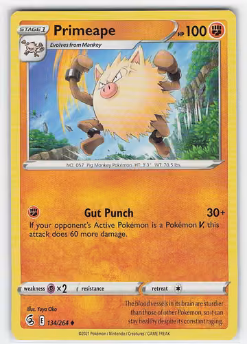 Primeape — Fusion Strike · #134 · Englisch, Vorderseite