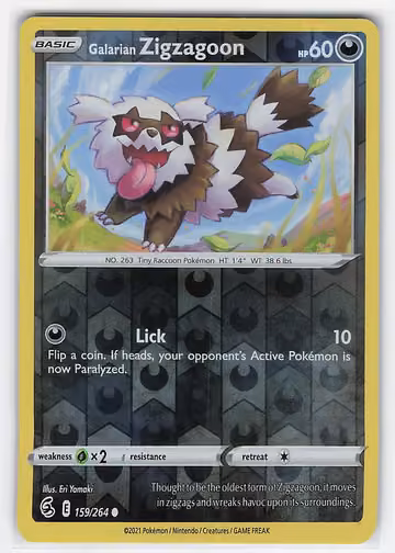 Galarian Zigzagoon — Fusion Strike · #159 · Englisch, Vorderseite