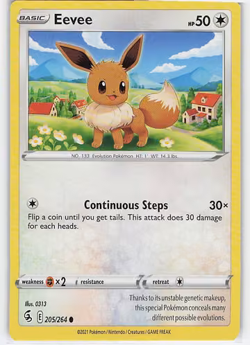 Eevee — Fusion Strike · #205 · Englisch, Vorderseite