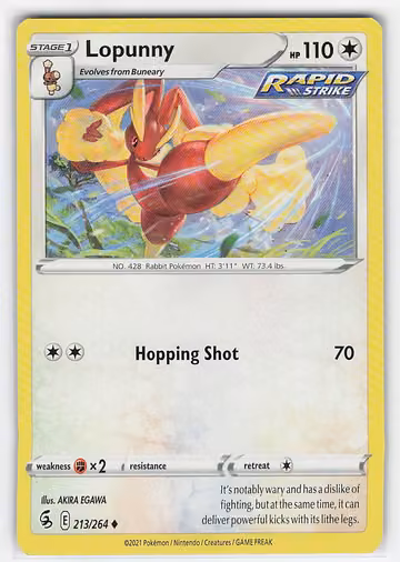 Lopunny — Fusion Strike · #213 · Englisch, Vorderseite