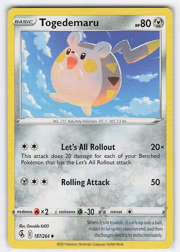 Togedemaru — Fusion Strike · #187 · Englisch, Vorderseite
