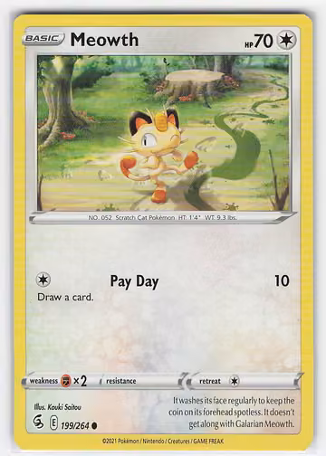 Meowth — Fusion Strike · #199 · Englisch, Vorderseite