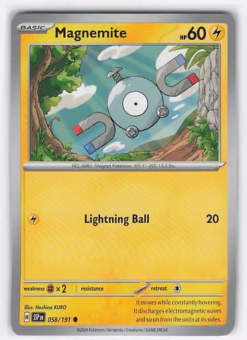 Magnemite — Surging Sparks · #58 · Englisch, Vorderseite
