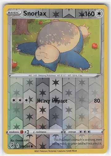 Snorlax — Fusion Strike · #206 · Englisch, Vorderseite