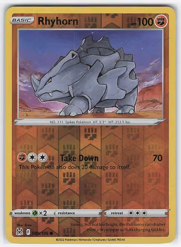 Rhyhorn — Lost Origin · #89 · Englisch, Vorderseite