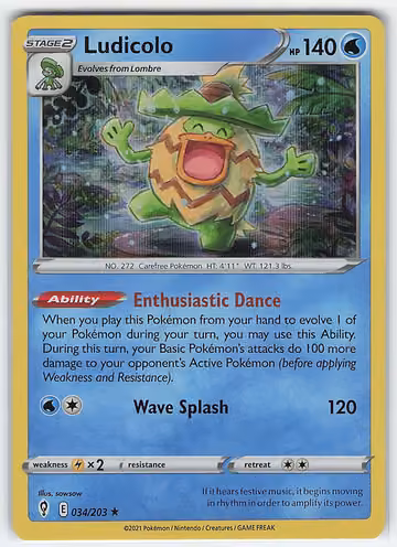 Ludicolo — Evolving Skies · #34 · Englisch, Vorderseite