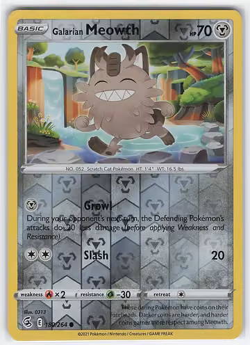 Galarian Meowth — Fusion Strike · #180 · Englisch, Vorderseite