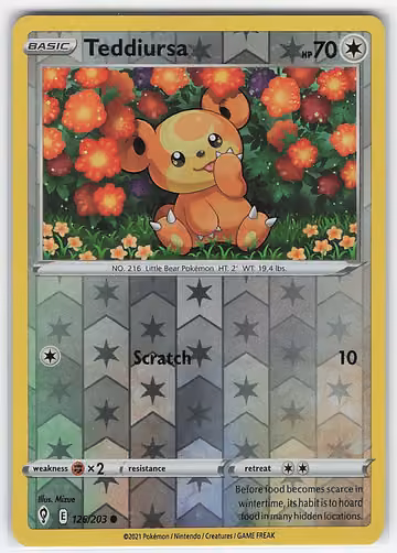Teddiursa — Evolving Skies · #126 · Englisch, Vorderseite
